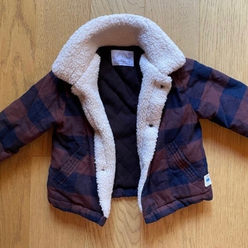 Zara kids shearling flannel jacket